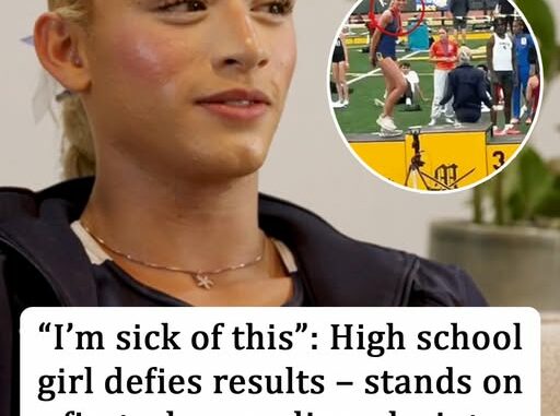 ”This nonsense has to stop” High school girl boldly takes first-place podium after losing to trans athlete (link in comments)